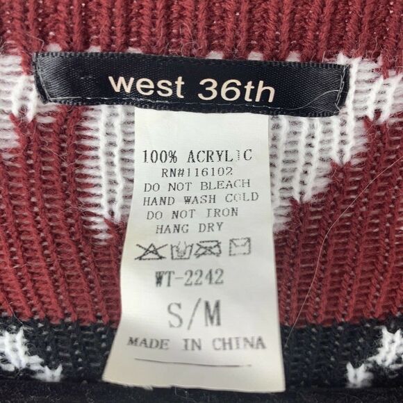 Red Fair Isle Argyle Waterfall Cardigan Sweater - Picture 4 of 4